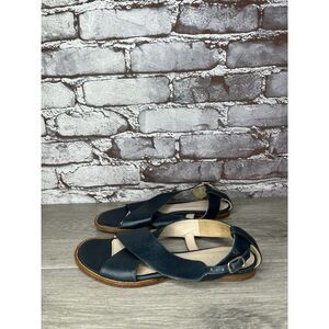 Jil Sander Blue Leather Ankle Strap Flats Italy Sandals Women Sz 36.5EU/6M US